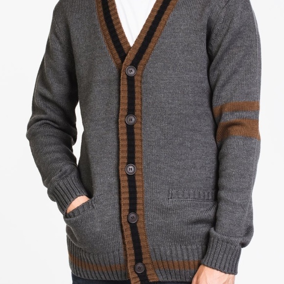 New |  Button Up Athletic Stripe Cardigan - Picture 10 of 11